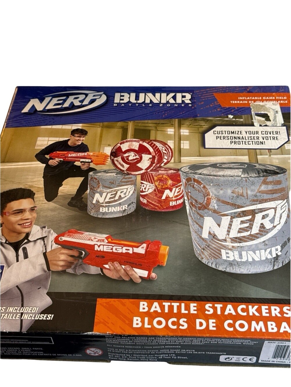 NERF BUNKR Battle Zones Battle Stackers 4 Inflatable Cubes 18" Set